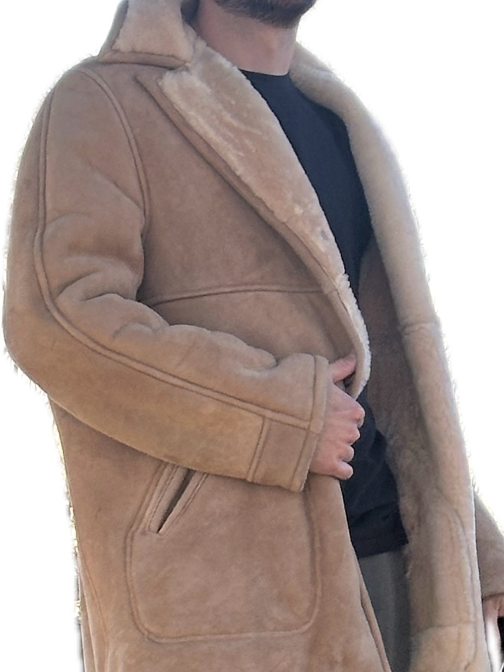 Men's Shearling Coat - Tan Overland style